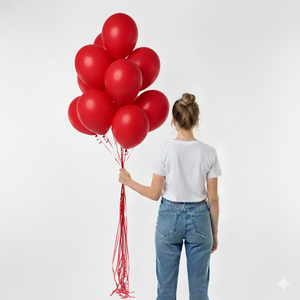 10 בלונים בצבע אדום- ללא ניפוח