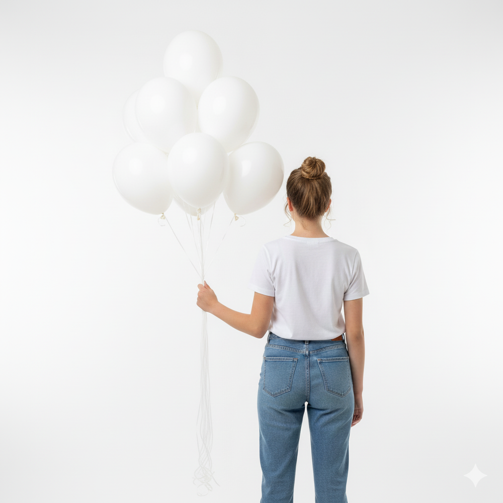 10 בלונים בצבע לבן- ללא ניפוח