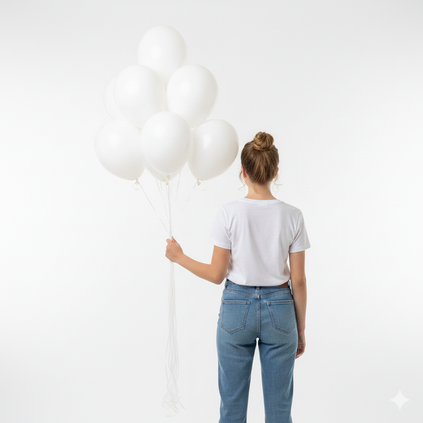 10 בלונים בצבע לבן- ללא ניפוח