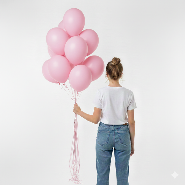10 בלונים בצבע ורוד- ללא ניפוח