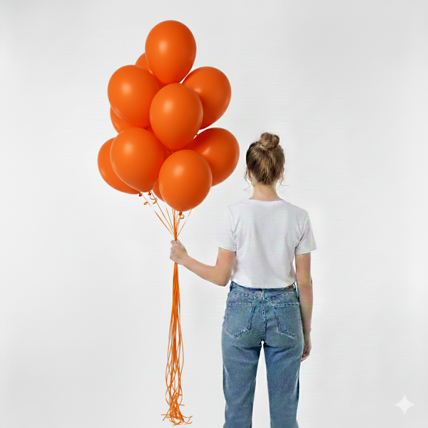 10 בלונים בצבע כתום- ללא ניפוח