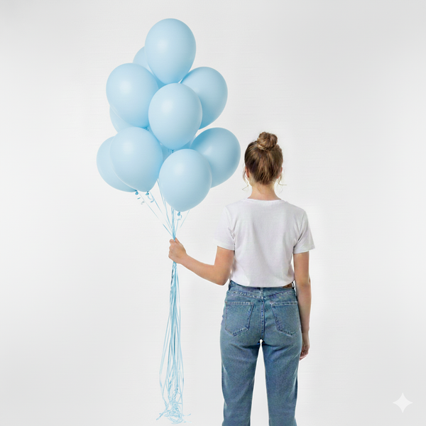 10 בלונים בצבע תכלת- ללא ניפוח
