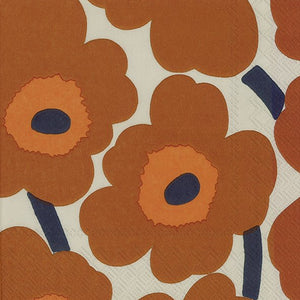 מפיות פרחים בצבע טרקוטה  marimekko