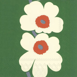 מפיות פרחים בצבע ירוק וקרם  marimekko
