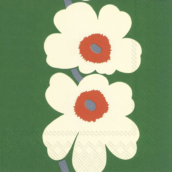 מפיות פרחים בצבע ירוק וקרם  marimekko