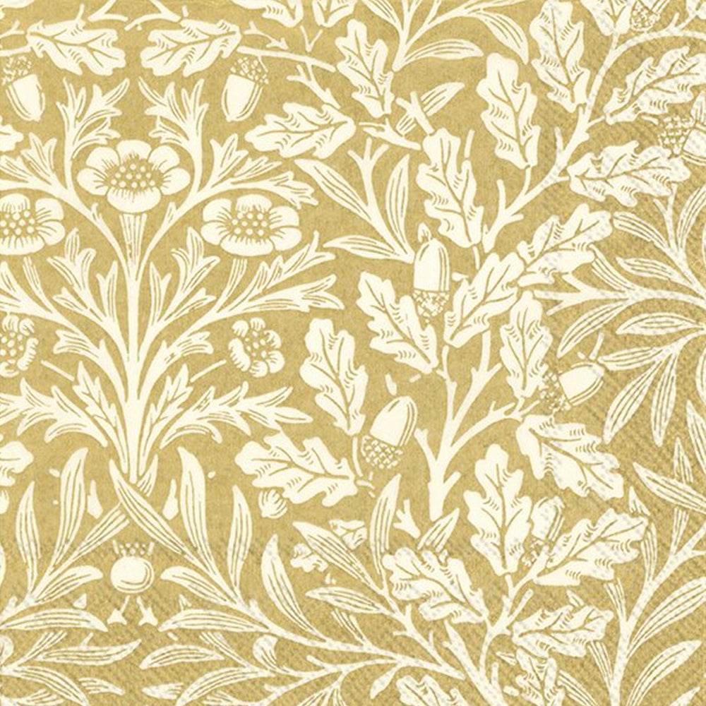 מפיות פרחים ועלים בזהב ולבן