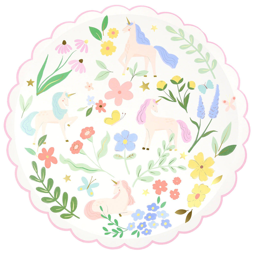 צלחות נייר קטנות חד קרן - meri meri