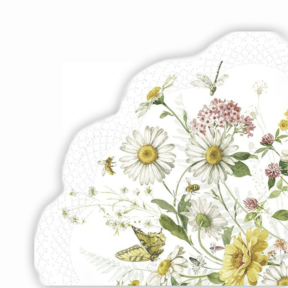 מפיות פרחים ודבורים עם שוליים עגולים