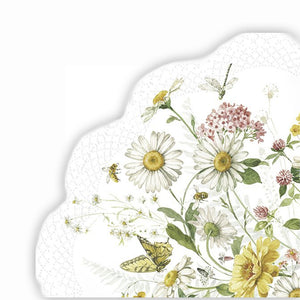 מפיות פרחים ודבורים עם שוליים עגולים