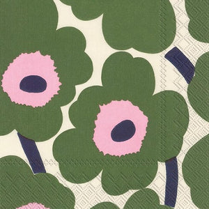 מפיות פרחים בצבע ירוק כהה  marimekko