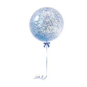 בלון בועה שקוף במילוי קונפטי כחול