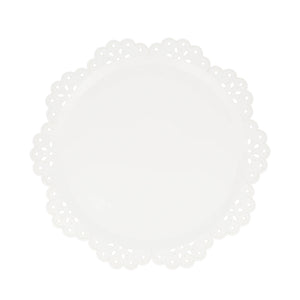 צלחות קטנות תחרה לבנה