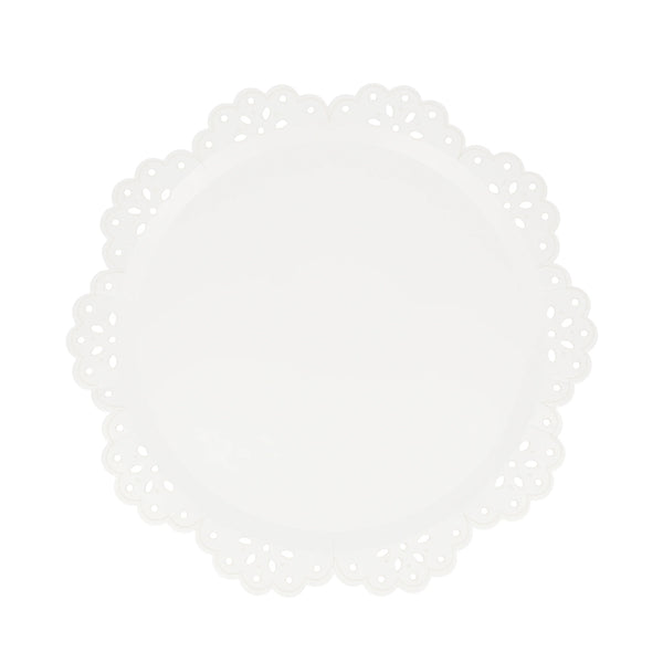 צלחות קטנות תחרה לבנה