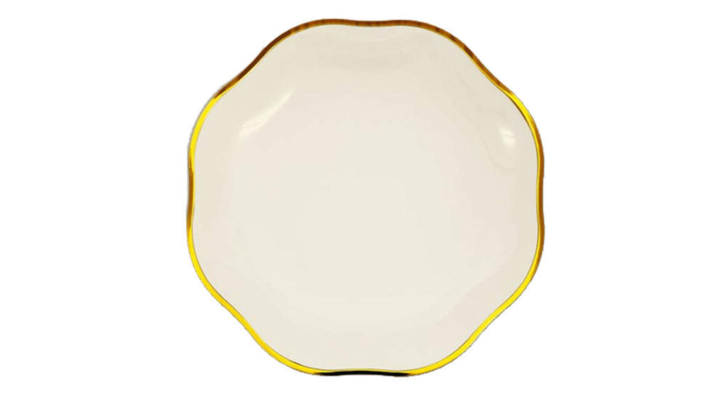 צלחות פטל גדולות קרם עם שוליים זהב