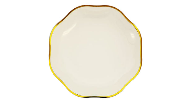 צלחות פטל גדולות קרם עם שוליים זהב