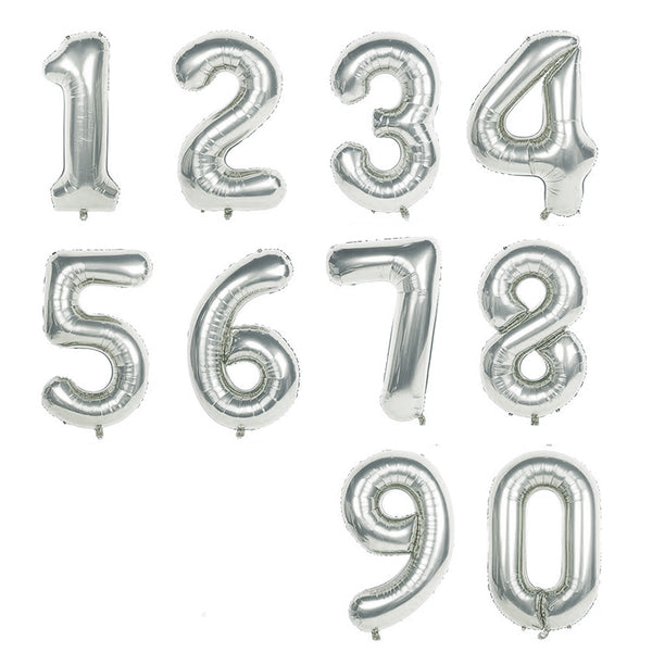 בלון ספרה ענק - כסף