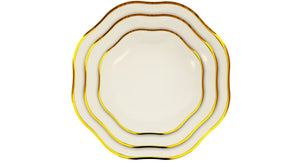 צלחות פטל קטנות קרם עם פס זהב