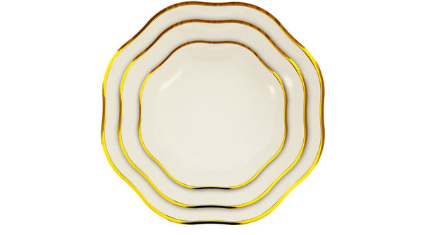 צלחות פטל קטנות קרם עם פס זהב