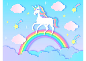 דף סוכר אכיל מוכן לעוגה -חד קרן קשת בענן