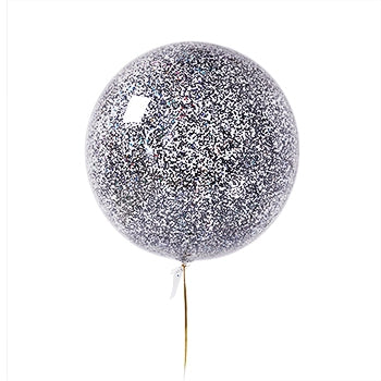 בלון בועה שקוף במילוי קונפטי שחור