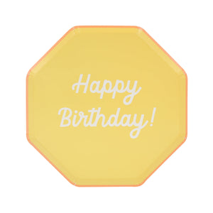 צלחות נייר גדולות ליום הולדת – מיקס צבעוני + Happy Birthday meri meri