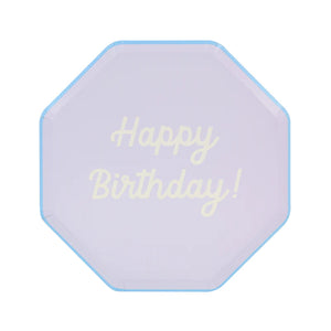 צלחות נייר גדולות ליום הולדת – מיקס צבעוני + Happy Birthday meri meri