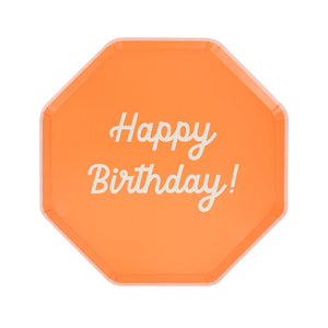 צלחות נייר גדולות ליום הולדת – מיקס צבעוני + Happy Birthday meri meri