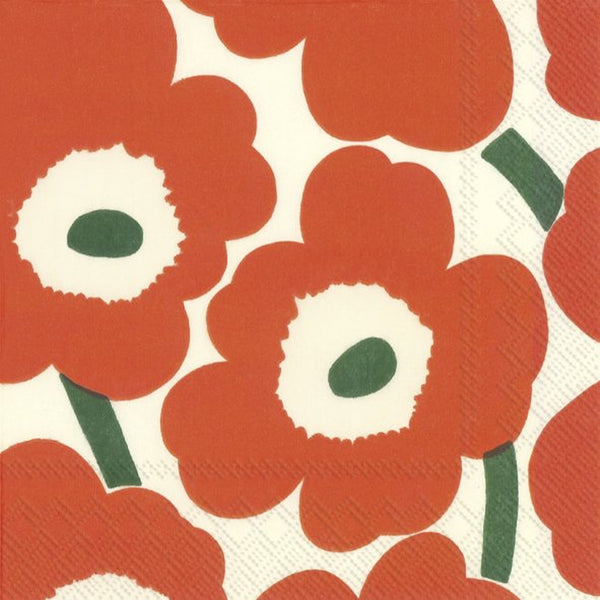 מפיות פרחים כתום ירוק marimekko