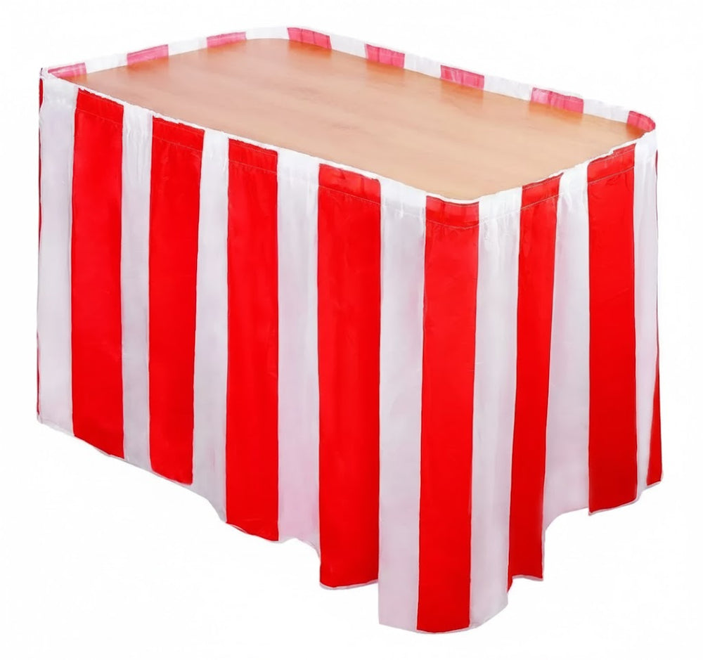 חצאית שולחן פסים אדום לבן