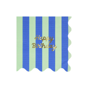 מפיות גדולות פסים Happy Birthday - Meri Meri