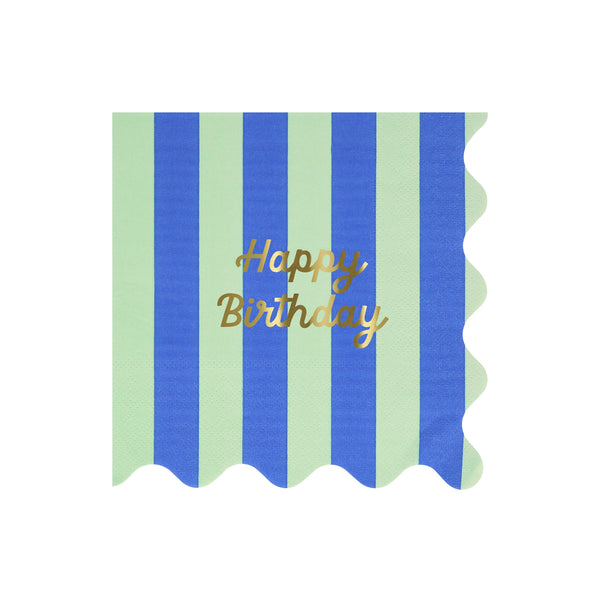 מפיות גדולות פסים Happy Birthday - Meri Meri