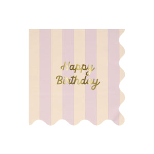 מפיות גדולות פסים Happy Birthday - Meri Meri