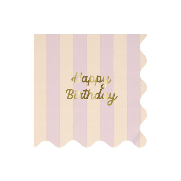 מפיות גדולות פסים Happy Birthday - Meri Meri