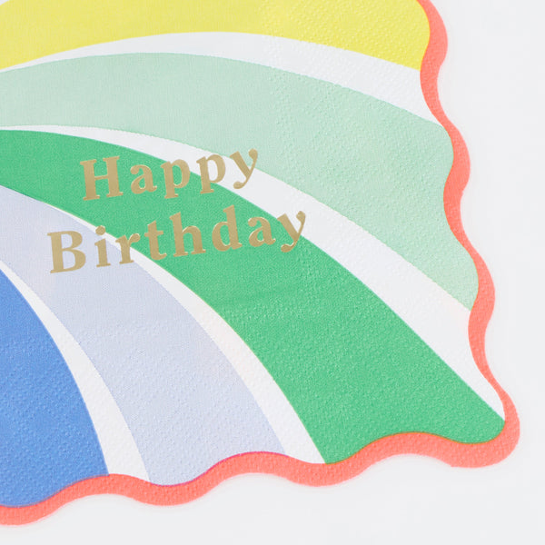 מפיות גדולות מערבולת קשת Happy Birthday - Meri Meri