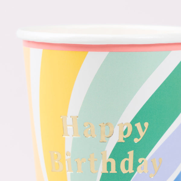 כוסות מערבולת קשת Happy Birthday - Meri Meri