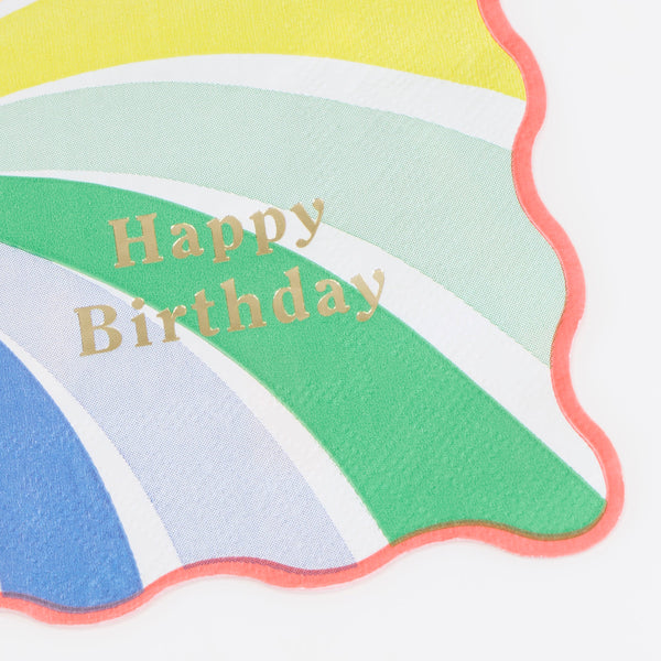 מפיות קטנות מערבולת קשת Happy Birthday - Meri Meri