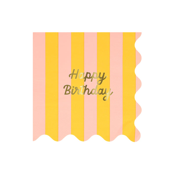מפיות גדולות פסים Happy Birthday - Meri Meri