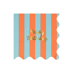 מפיות גדולות פסים Happy Birthday - Meri Meri