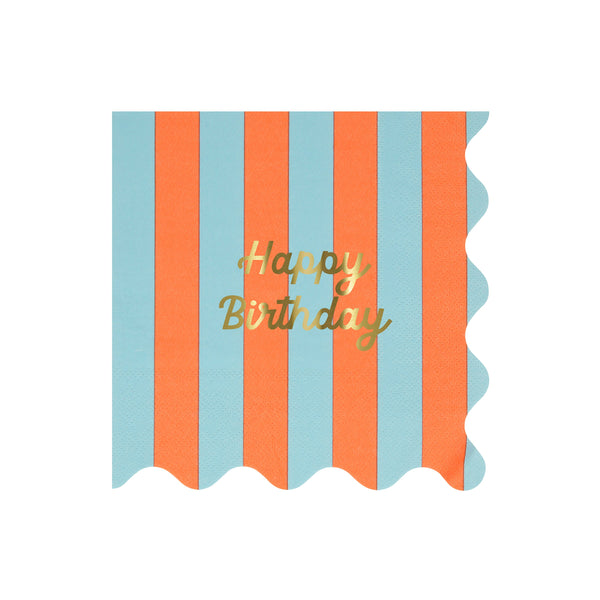 מפיות גדולות פסים Happy Birthday - Meri Meri