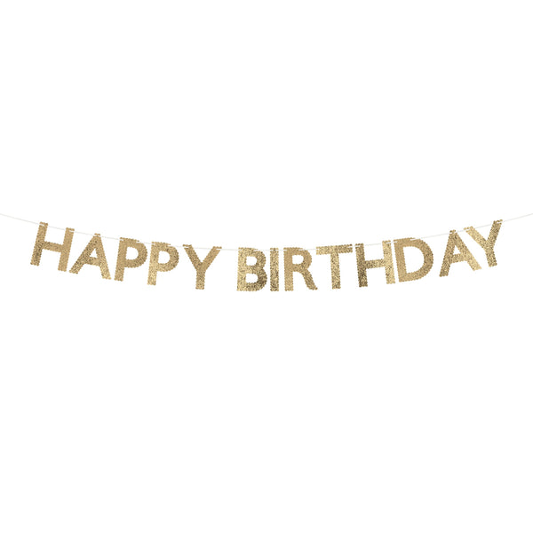 גרלנדת בד Happy Birthday זהב נוצץ - Meri Meri