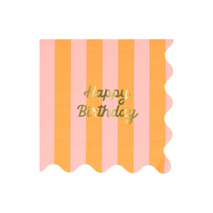 מפיות גדולות פסים Happy Birthday - Meri Meri