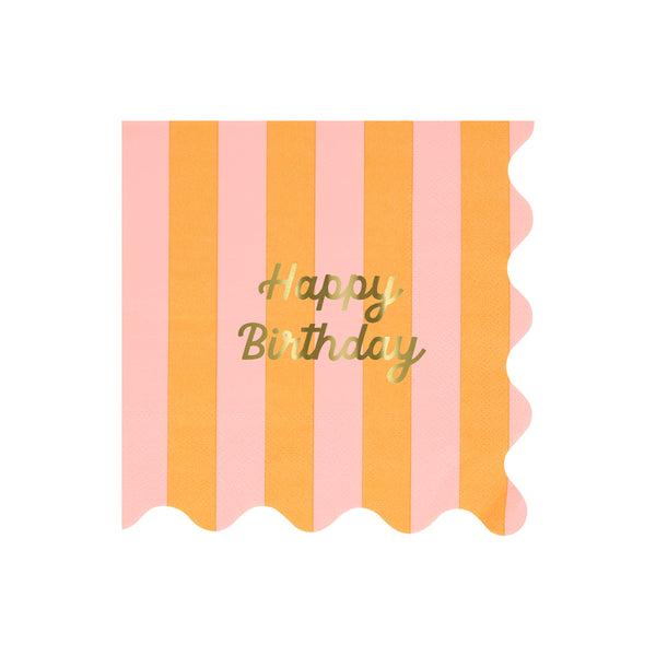 מפיות גדולות פסים Happy Birthday - Meri Meri