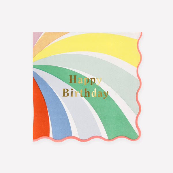 מפיות גדולות מערבולת קשת Happy Birthday - Meri Meri