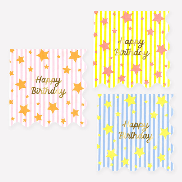 מפיות קטנות כוכב צבעוני Happy Birthday - Meri Meri