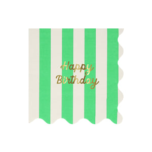 מפיות גדולות פסים Happy Birthday - Meri Meri