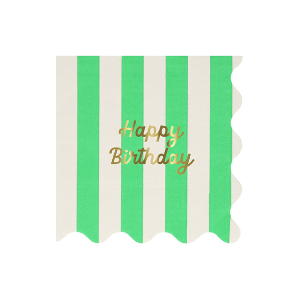 מפיות גדולות פסים Happy Birthday - Meri Meri