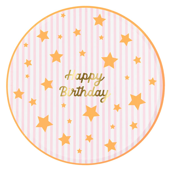 צלחות גדולות כוכב צבעוני Happy Birthday - Meri Meri