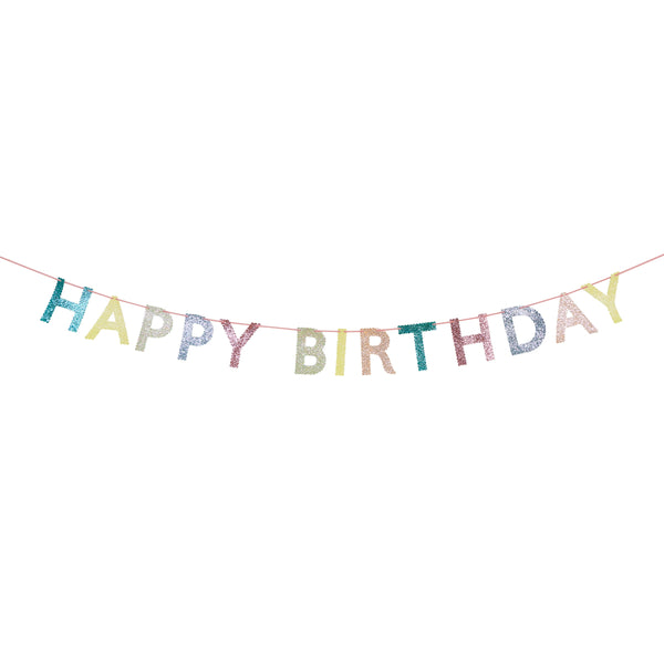 גרלנדת בד Happy Birthday נצנצים מעורב - Meri Meri