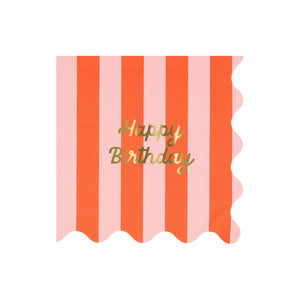 מפיות גדולות פסים Happy Birthday - Meri Meri