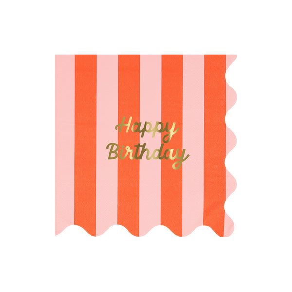 מפיות גדולות פסים Happy Birthday - Meri Meri